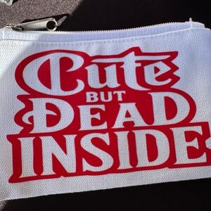 White and Red Zipper Pouch